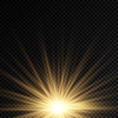 Güneş patlaması, sarı parlak ışıklar güneş ışınları.