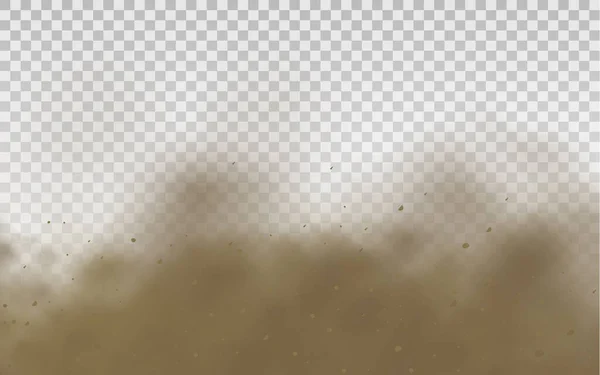 Sable volant, nuage de poussière brune, vent, tempête de sable. — Image vectorielle