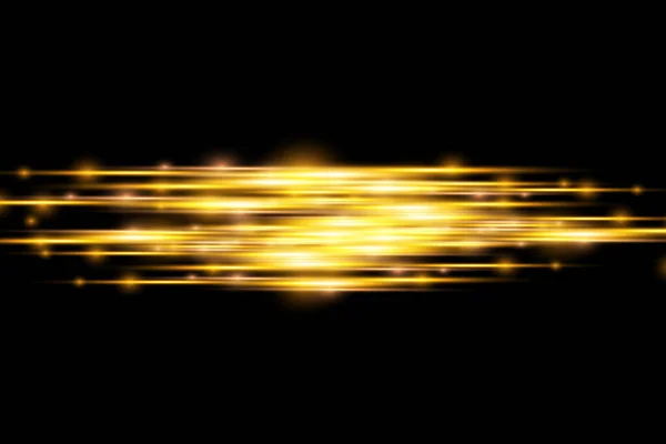 Rayon lumineux horizontal, ligne horizontale jaune éclair — Image vectorielle