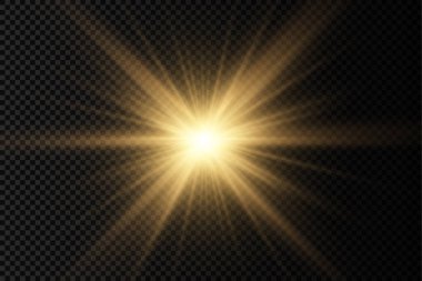 Parlak ışık yıldızı, sarı güneş ışınları.