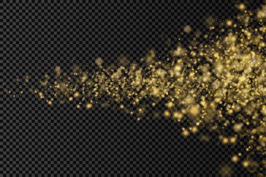 Sarı toz kıvılcımlar ve yıldızlar, ışık efekti.