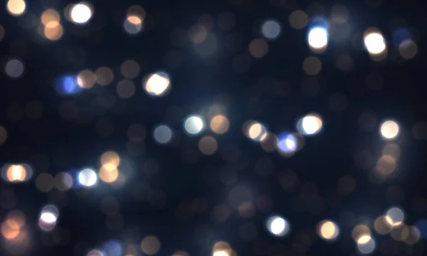 Glühend blauer Hintergrund mit bunten Lichtern Bokeh — Stockfoto