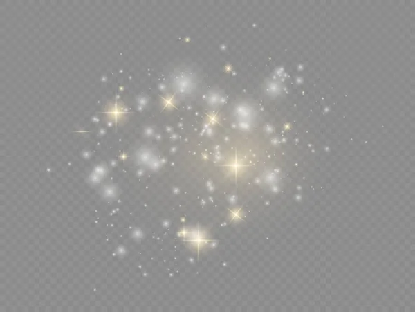 White dust sparks and star, light effect. — Stock Vector