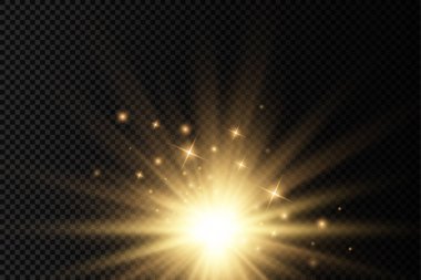 Güneş patlaması, sarı parlak ışıklar güneş ışınları.