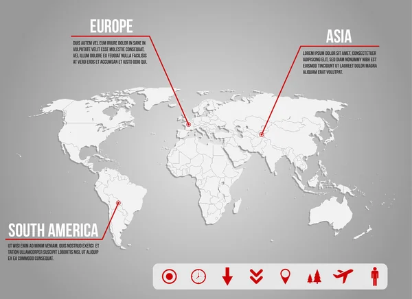 Infographic -world map with various icons — Stock Vector