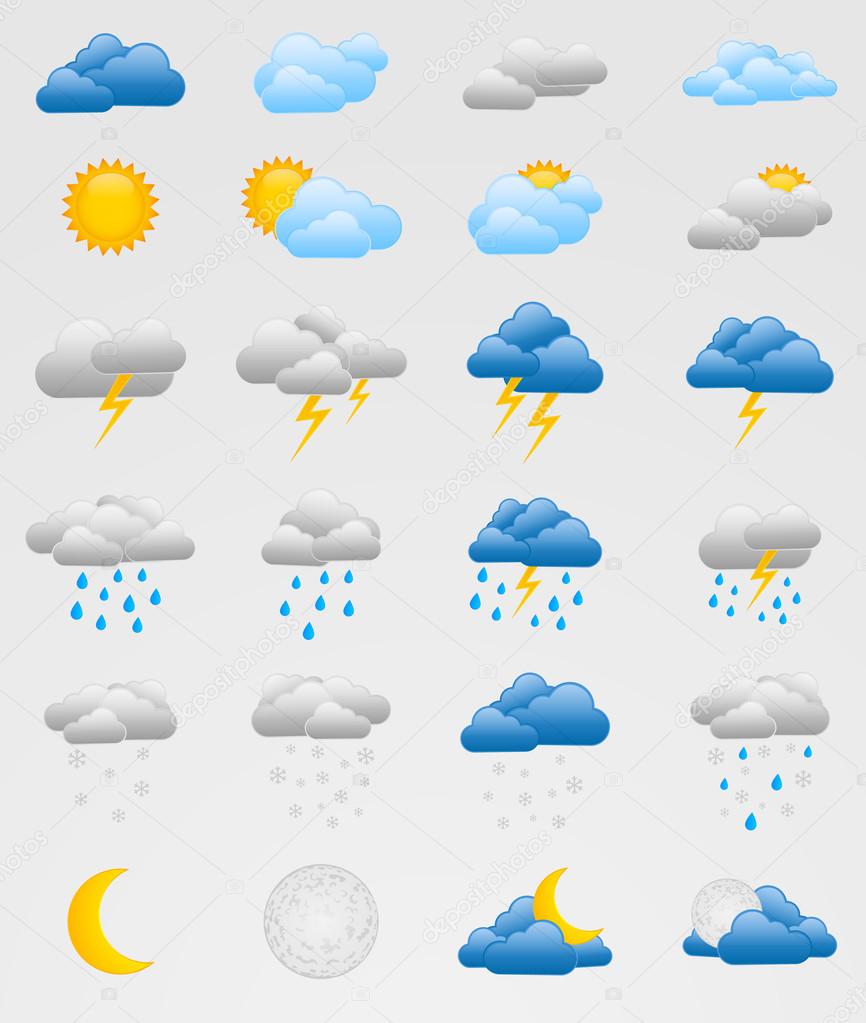 Set of colorful weather icons