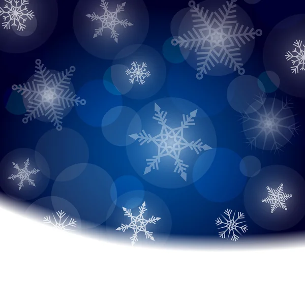 Fond de Noël - bleu avec flocons de neige blancs — Image vectorielle