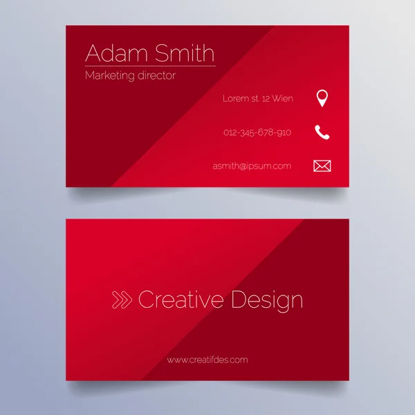 Plantilla de tarjeta de visita - diseño rojo elegante — Vector de stock