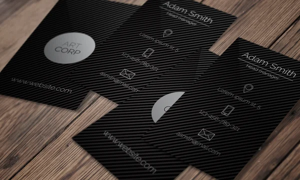 Business card template - dark sleek design — Stock Vector