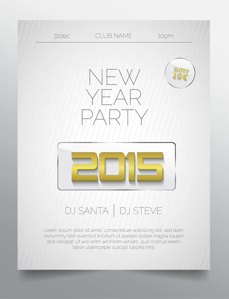 Yeni yıl partisi el ilanı şablonu - altın ve beyaz ışık tasarımı — Stok Vektör
