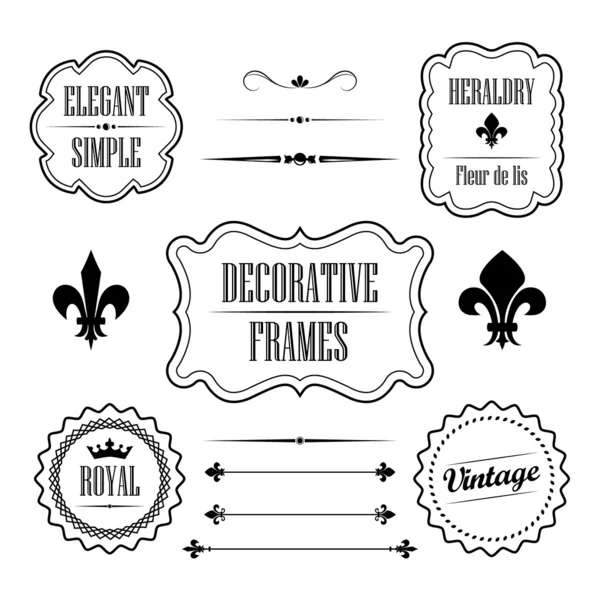 Комплект декоративных рам, рамок и делителей - винтажный ретро стиль — стоковый вектор