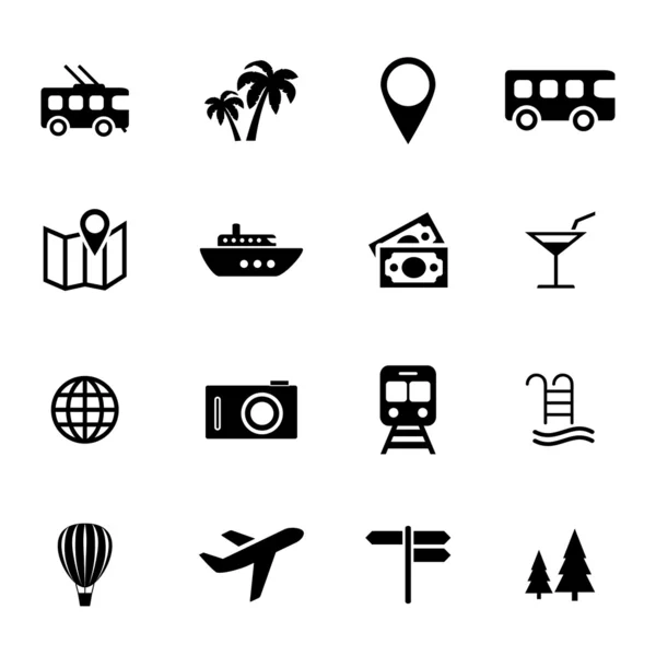 Collection of flat icons - holiday, traveling, transport and vacation - tourism related icons — Stock Vector