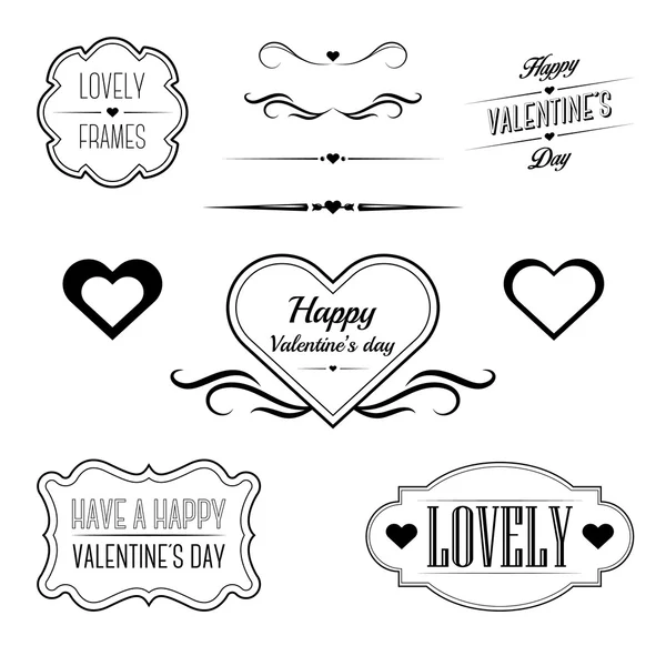 Conjunto de marcos decorativos, cantos y bordes relacionados con el día de San Valentín — Vector de stock