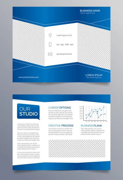 İş panelli broşür şablonu - mavi ve beyaz şık modern tasarım