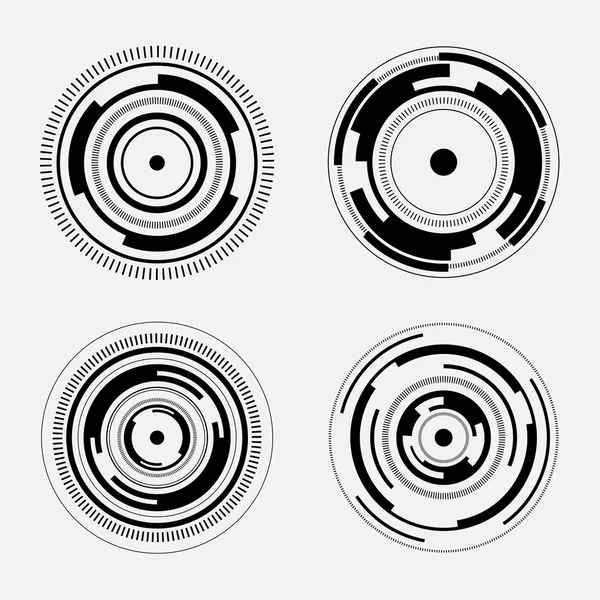 Signos de tecnología abstracta - conjunto de círculos futuristas — Vector de stock