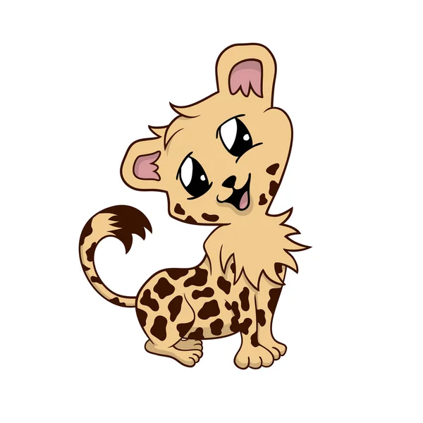 Illustrazione cartone animato di un simpatico ghepardo bambino felice isolato — Vettoriale Stock