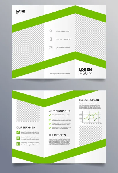 İş panelli broşür şablonu - yeşil ve beyaz şık modern tasarım