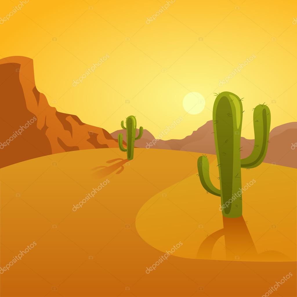 Deserto · cacto · desenho · animado · verde - ilustração de vetor © cthoman  (#6782946)