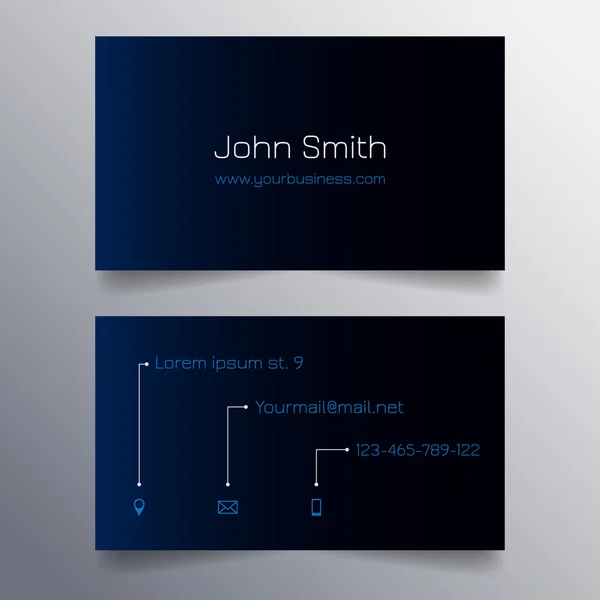 -現代の青と黒の洗練されたデザインの名刺テンプレート — ストックベクタ