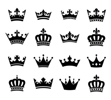 Collection of crown silhouette symbols vol.2 clipart