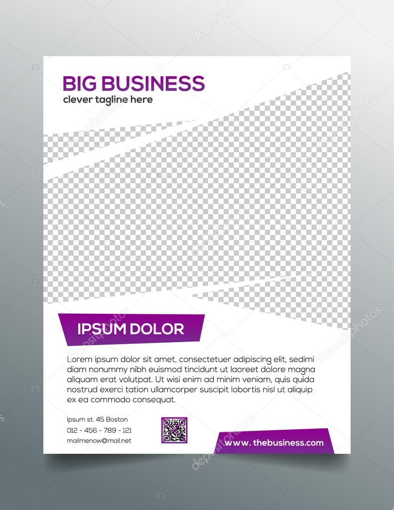 Clean modern business flyer template in purple white design