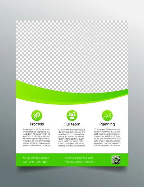 Business flyer template - simple sleek design in bright green — Stock Vector