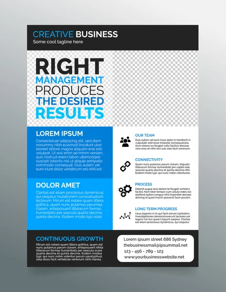 Business flyer template A4 - modern contemporary design in blue and grey — Stockový vektor