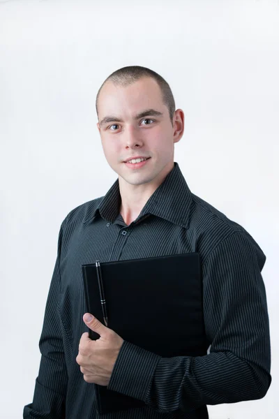 Business man holding papers
