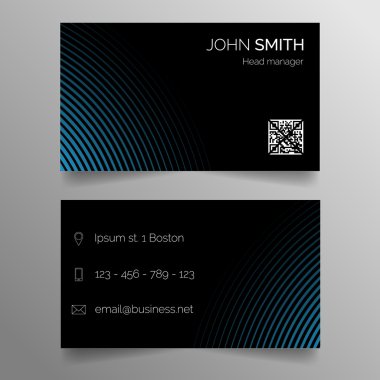 Business card template - modern abstract dark blue design