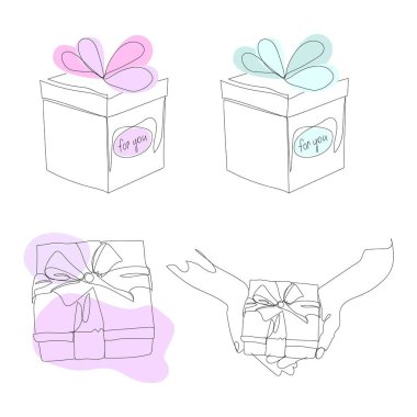 Hediye kutusu simgesi Bir satır sanat mutlu yıllar