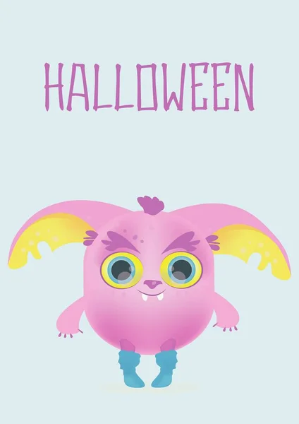 Postcard Printing Cute Halloween Monster Inscription Halloween — Stock Vector