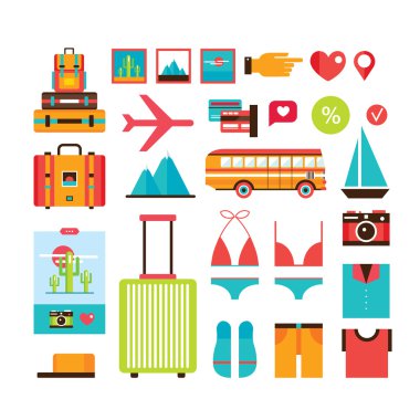 Yaz yolculuk simgeler koleksiyonu 