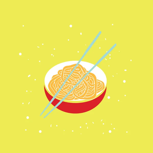 Tazón de fideos dibujado a mano — Vector de stock