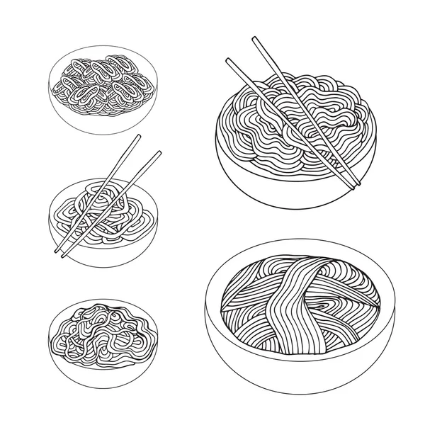 面条设置亚洲美食 — 图库矢量图片