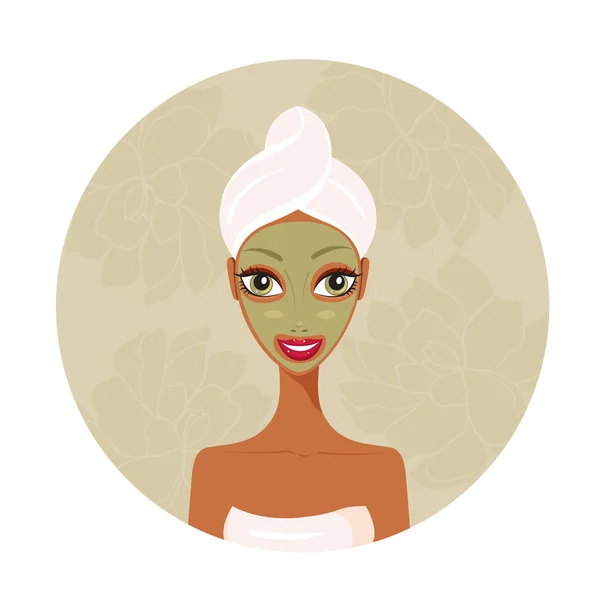 Happy woman with face mask — Stock Vector