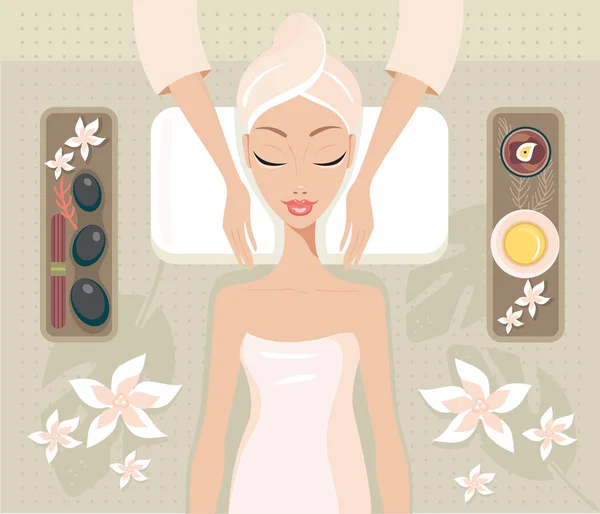 Femme relaxante au salon de spa — Image vectorielle