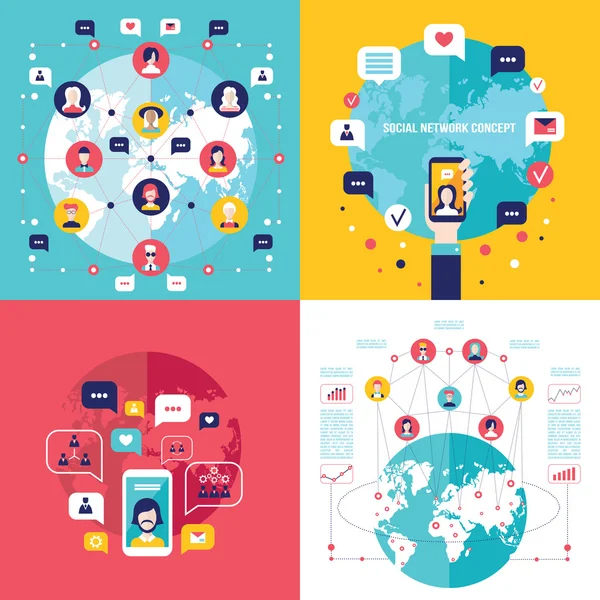 Tecnología de redes sociales — Vector de stock