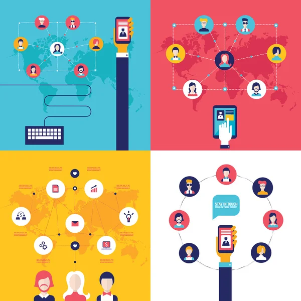Sosyal ağ teknolojisi afiş ayarla — Stok Vektör