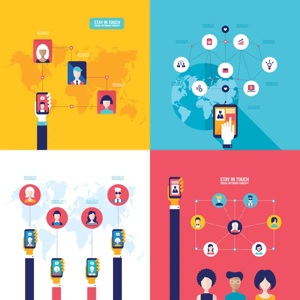 Sosyal ağ teknolojisi afiş ayarla — Stok Vektör