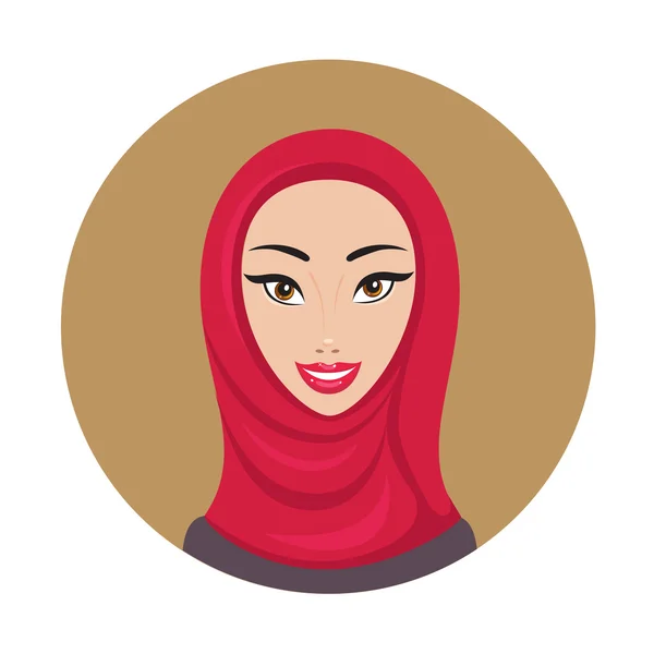 Beautiful young happy Muslim woman — Stock Vector