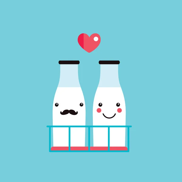 Couple bouteilles de lait — Image vectorielle