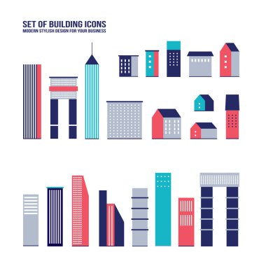 Skyscraper building icon set