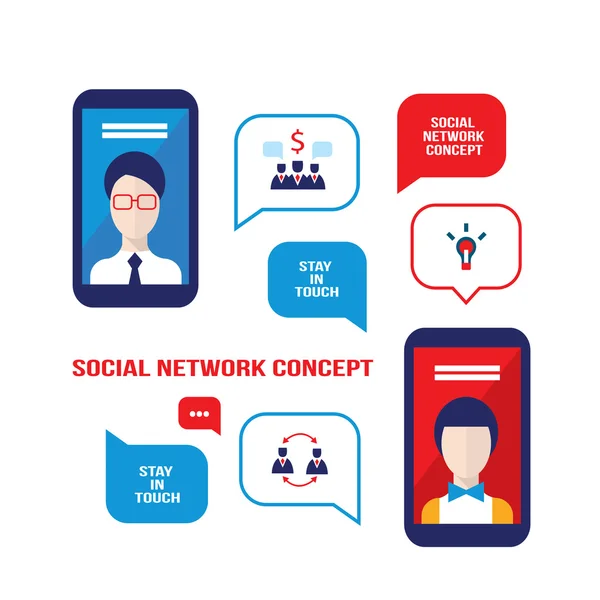 Rede social Comunicação Conceito de sucesso de negócios e comércio eletrônico Design plano moderno —  Vetores de Stock