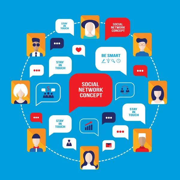 Conceito de rede social Pessoas avatares com bolhas de fala —  Vetores de Stock