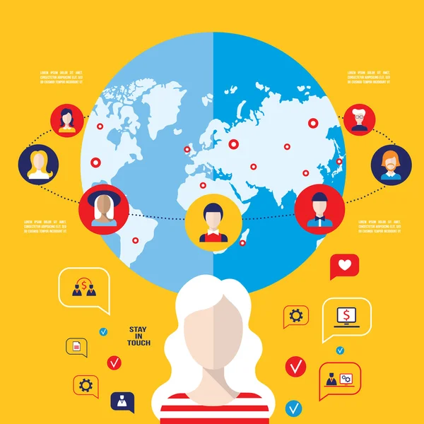 Social network concept  Global communication infographic elements — 图库矢量图片