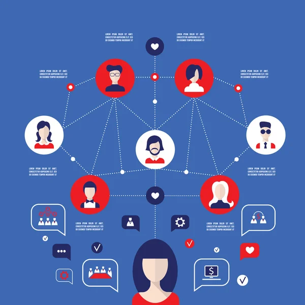 Soziales Netzwerk Konzept globale Kommunikation infografische Elemente — Stockvektor