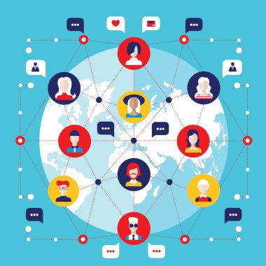 Social network concept  Global communication infographic elements