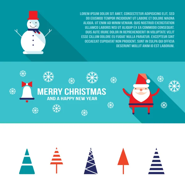 Set de banners de Navidad y Año Nuevo Estilo moderno plano — Vector de stock