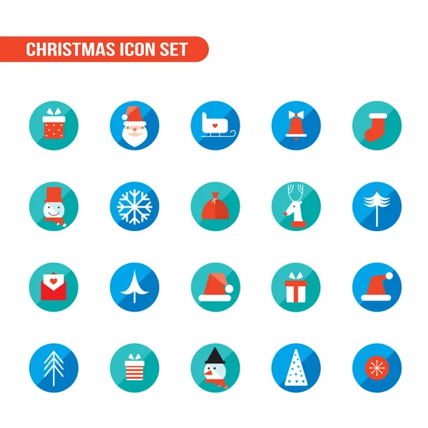Natal e conjunto de ícones de ano novo — Vetor de Stock