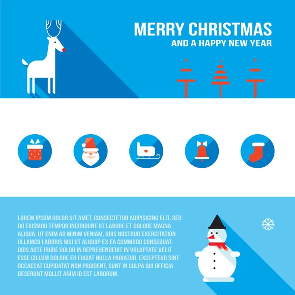 Set de banners de Navidad y Año Nuevo Estilo moderno plano — Vector de stock